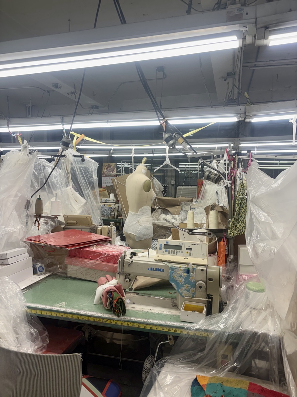 Cutting and sewing at EC Studios