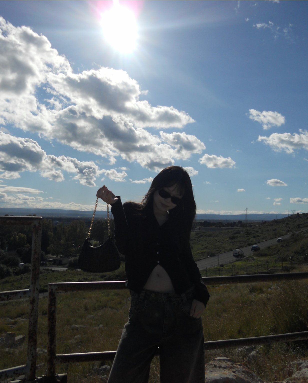 Cherish — look in black with sequin bag