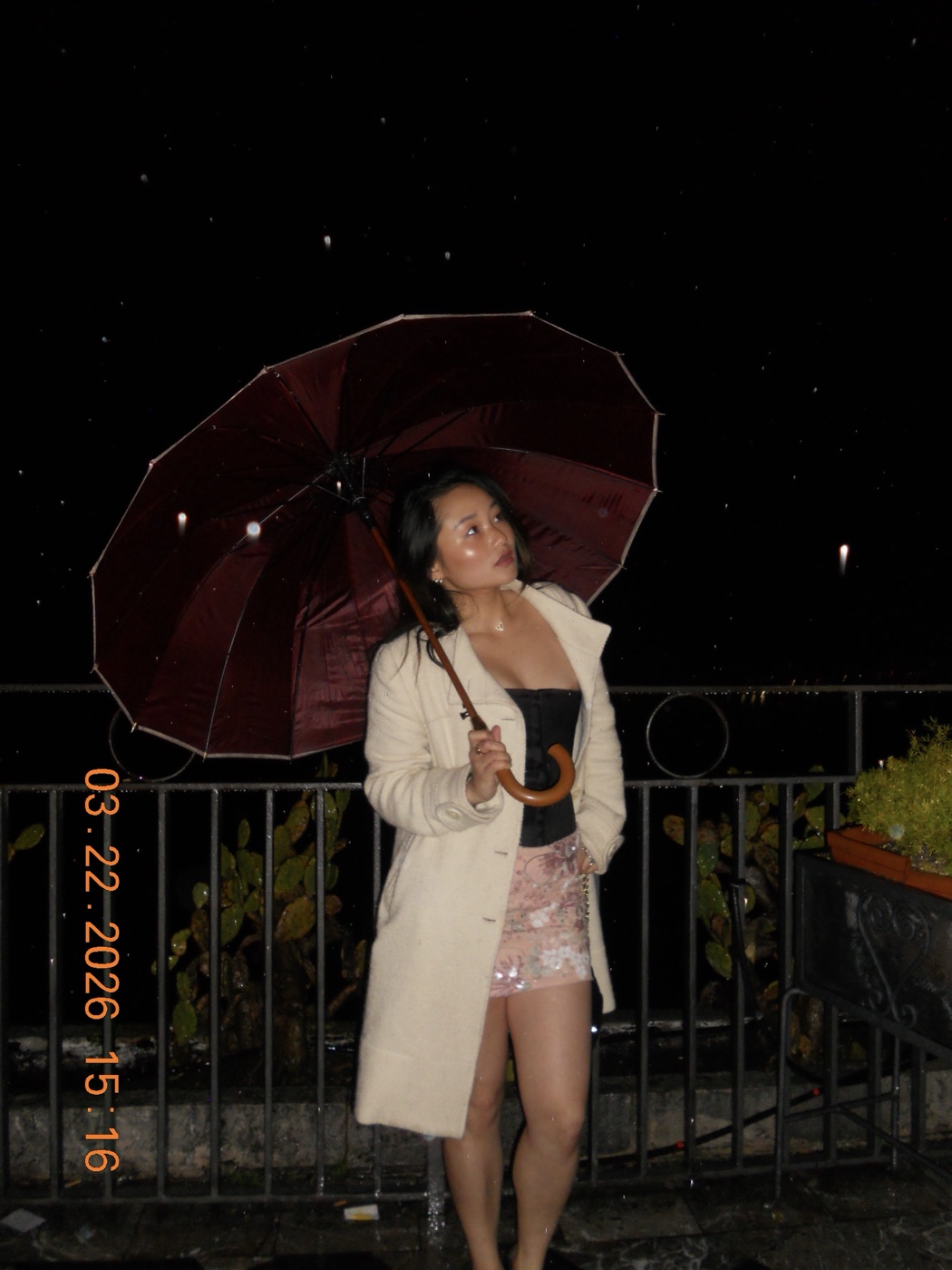 Cherish — pink sequin mini skirt with tailored coat